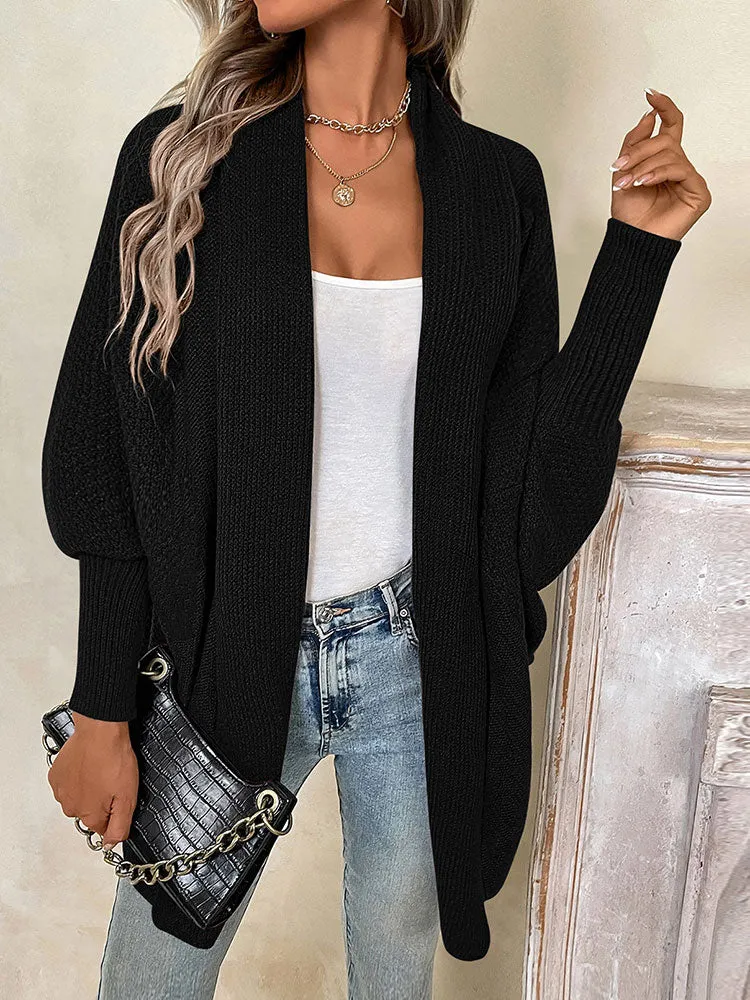 Women Oversized Chunky Wrap Batwing Sleeve Open Front Outwear Coat