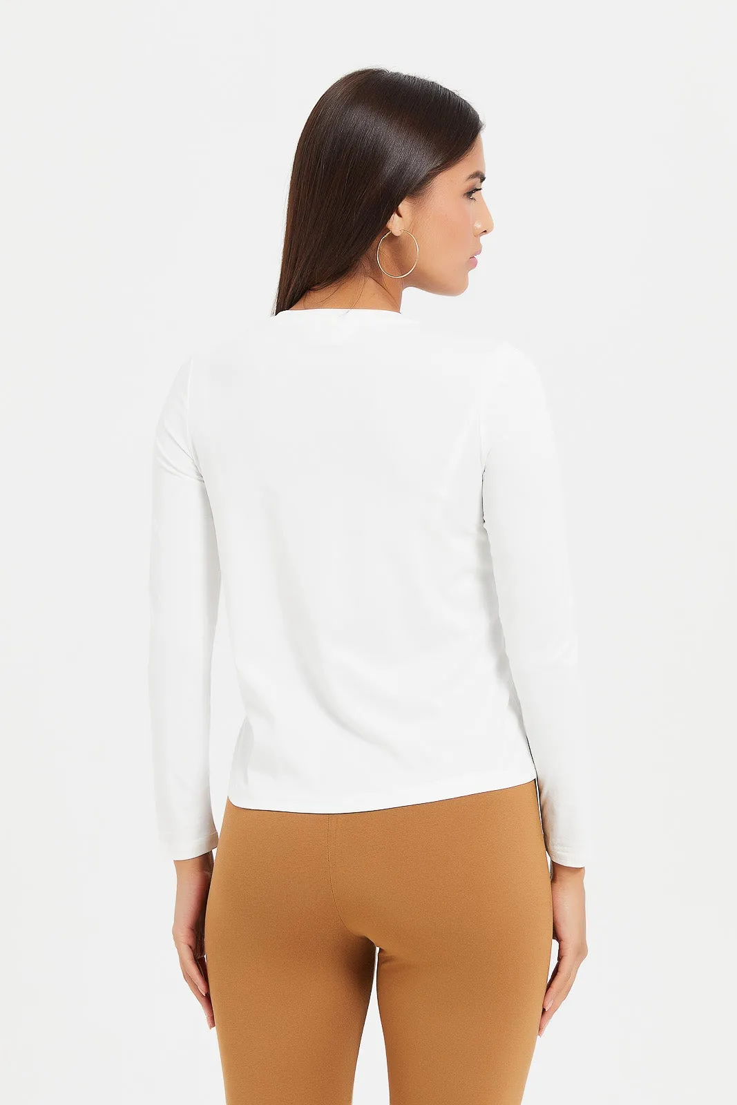 Women White Plain T-Shirt